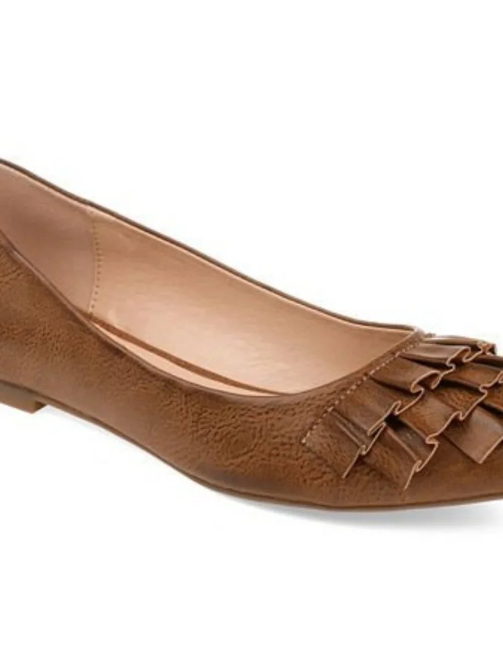 Journee Collection Judy Tan Ruffle Pointed Toe Flats Women's Size 8.5